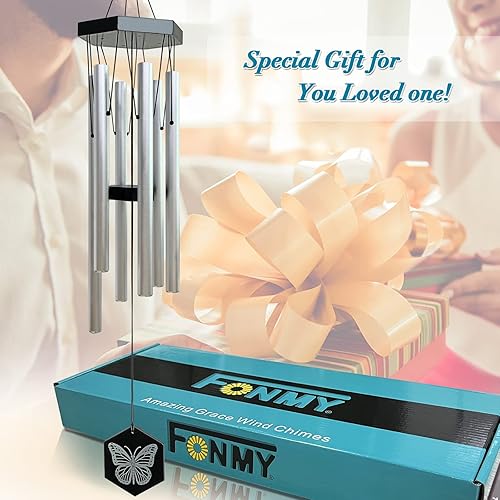 Miniatura 2 de FONMY Campanillas de viento para exteriores con letrero de mariposa, campanillas de viento conmemorativas, gran campanilla de viento, tonos