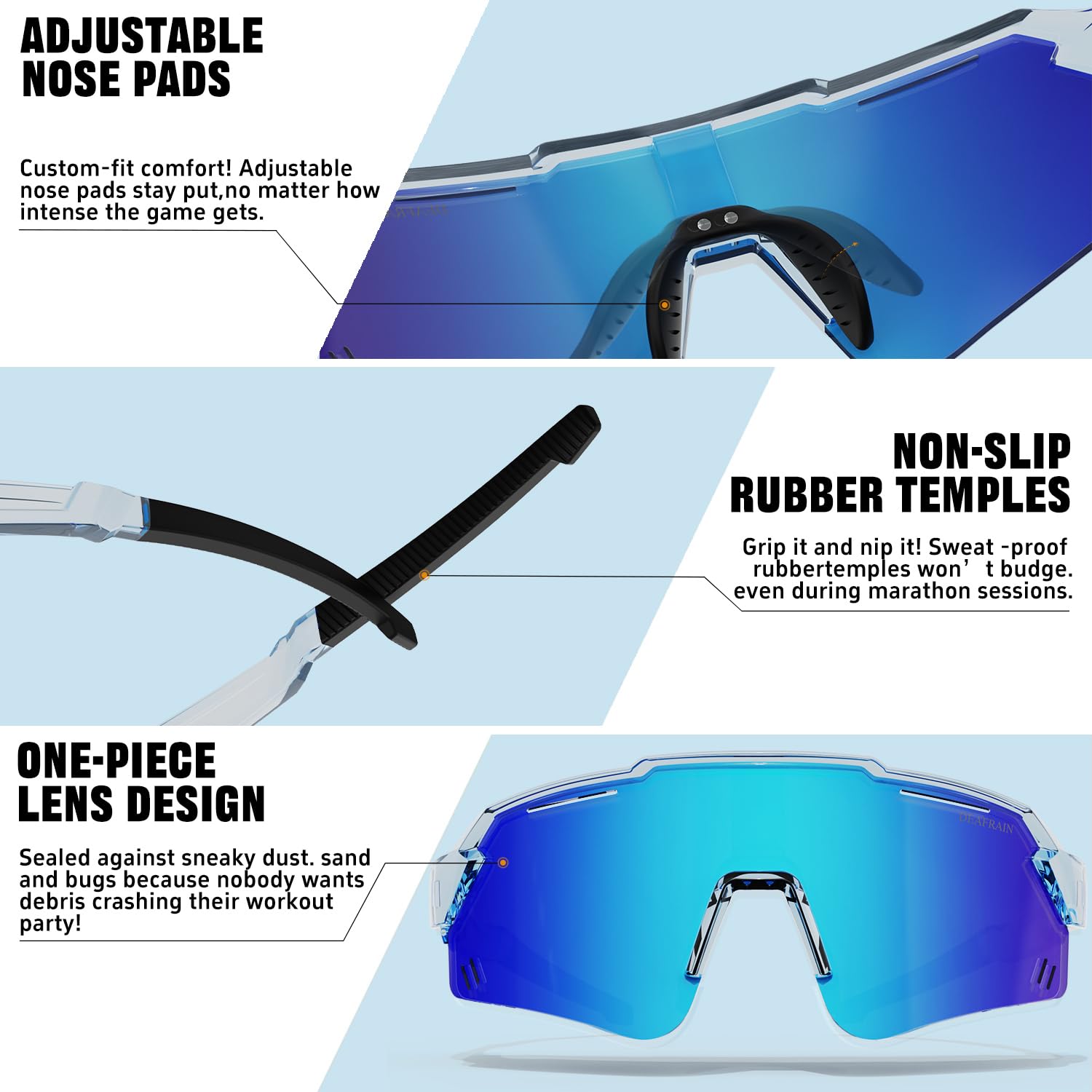 DEAFRAIN Sport-Sonnenbrille für Jungen und Mädchen, Alter 7–14 Jahre, polarisiert, Radfahren, Softball