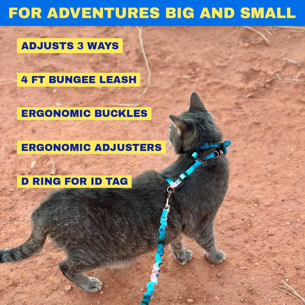 Travel Cat Harness and Bungee Leash Set - 2 in 1 Adjustable Escape Proof Cat Harness & Leash for Small, Medium, Large Cats, Kitten - H-Style for Outdoor Walking (Watercolors)