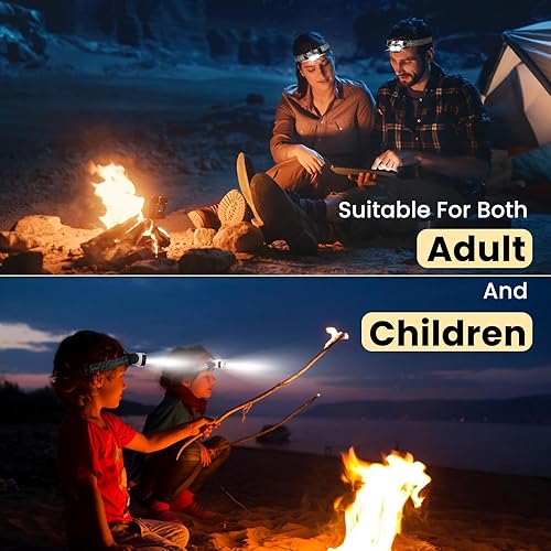 Miniatura 5 de Linterna frontal con pantalla digital recargable, linterna ultraligera de 800 lúmenes para adultos y niños, 8+1 modos de sensor, lámpara de cabeza