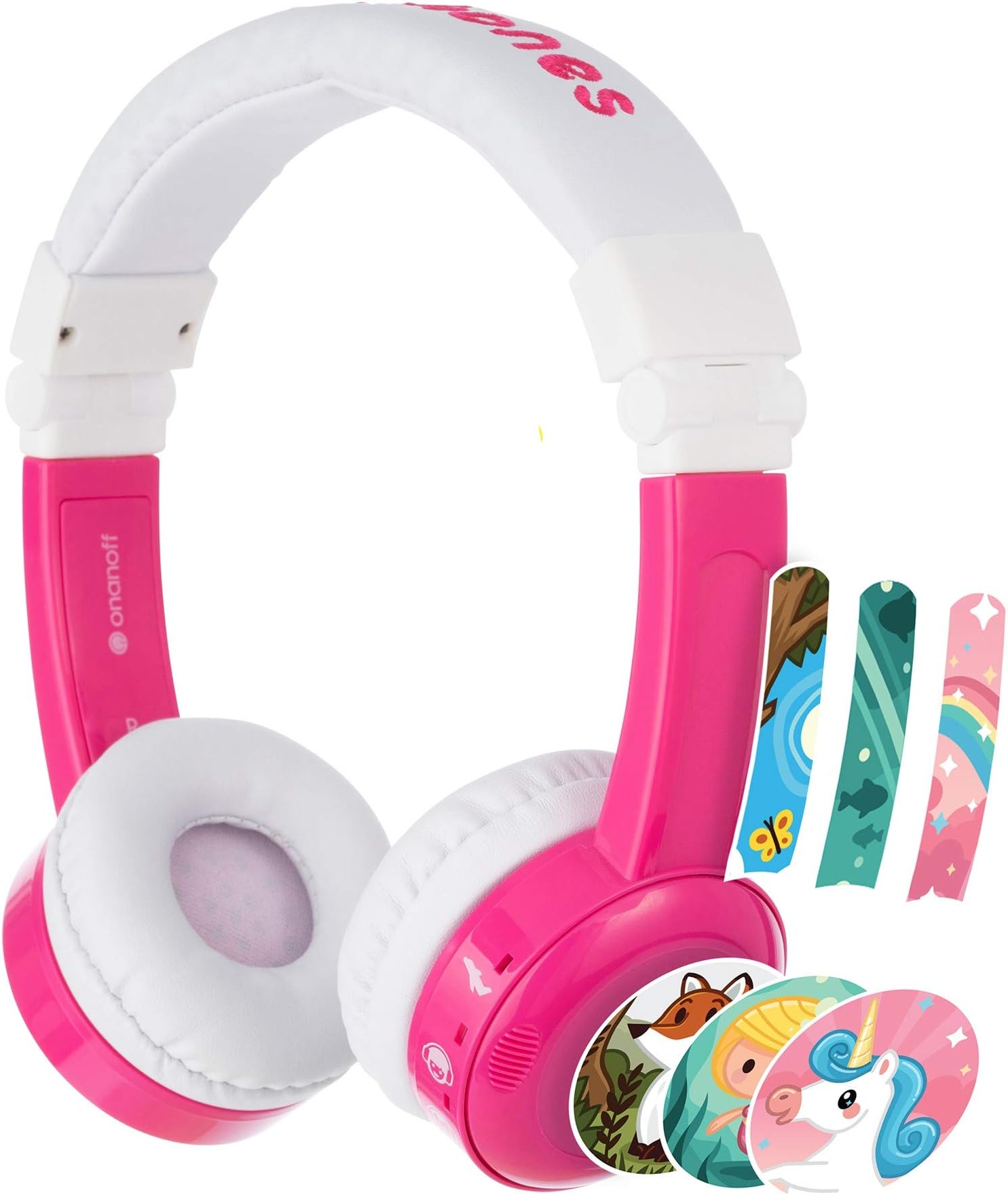 BuddyPhones - In-Flight Kids Foldable Headphones - Built in Headphone Splitter and In Line Mic, Perfect for Airplane Use (Pink)