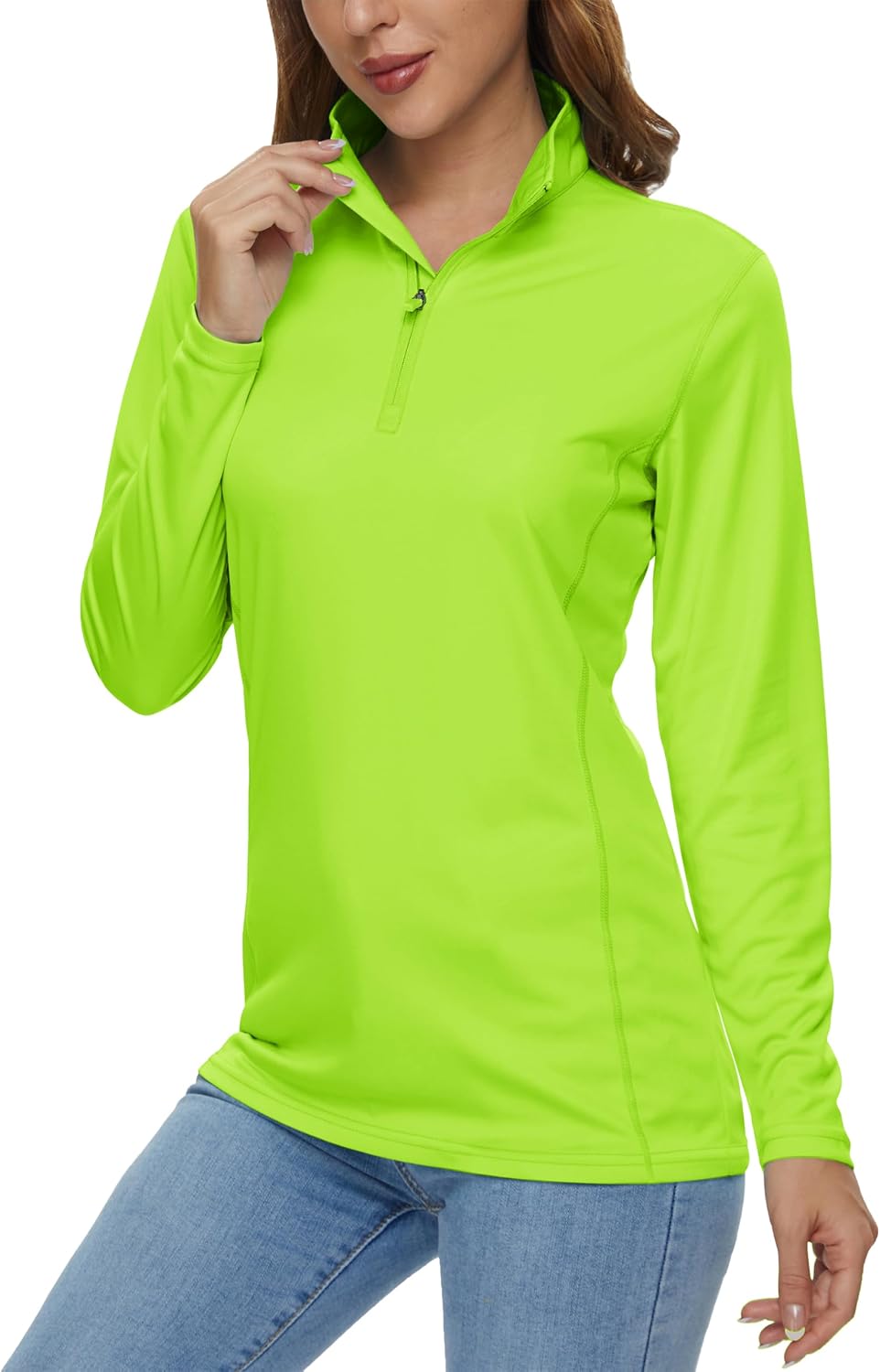 MAGCOMSEN Women's Shirts Long Sleeve 1/4 Zip UPF50+ UV Sun Protection Quick Dry Workout Hiking Athletic Shirts Rash Guard