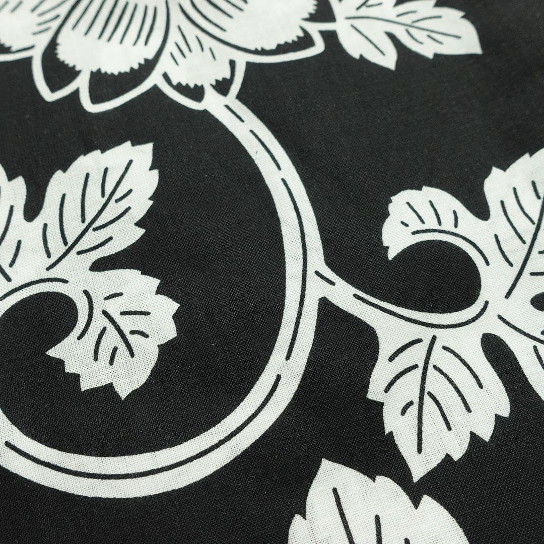 浴衣・帯セット】 黒地に花唐草 フリーサイズ 3点セット sサイズ