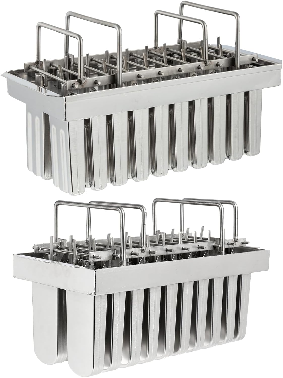 Dyna-Living Commercial Popsicle Molds 20PCS Round Heads without Slot & 20PCS Flat Heads with Double-slot