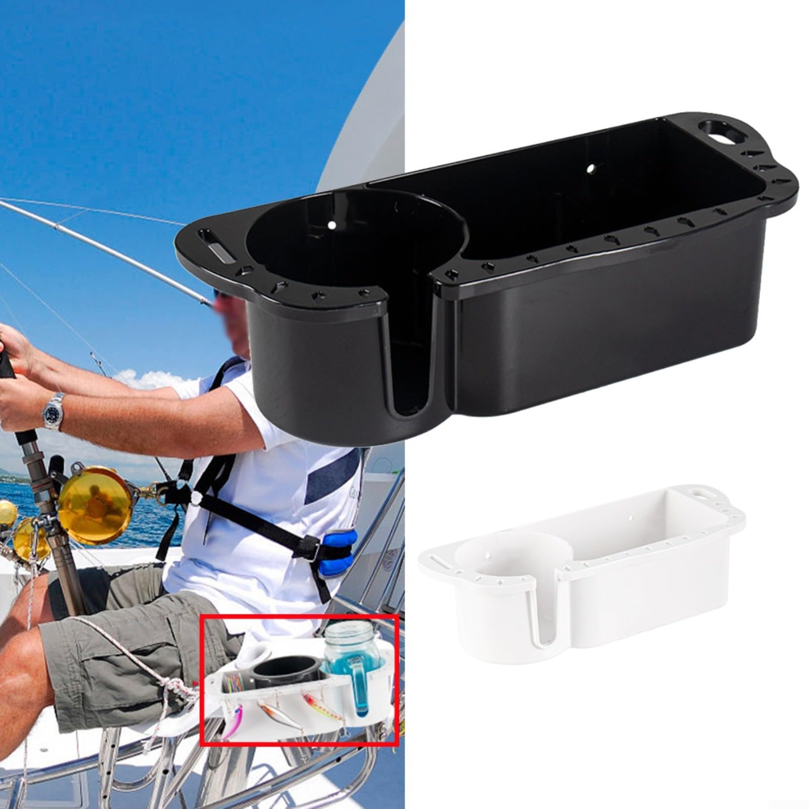 Scatola Portaoggetti Impermeabile In ABS Per Barca Con Portabicchieri, Vano Di Sicurezza Per Yacht E Pesca – Installazione Rapida, Bianco