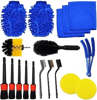 kit med 30 st bildetaljer, vildsvinshår, bil, interiör, hjul, mellanrum rengöringsverktyg, bilrengöringssats för rengöring av hjul, motor, luftventiler, för att vara en ny bil (18)