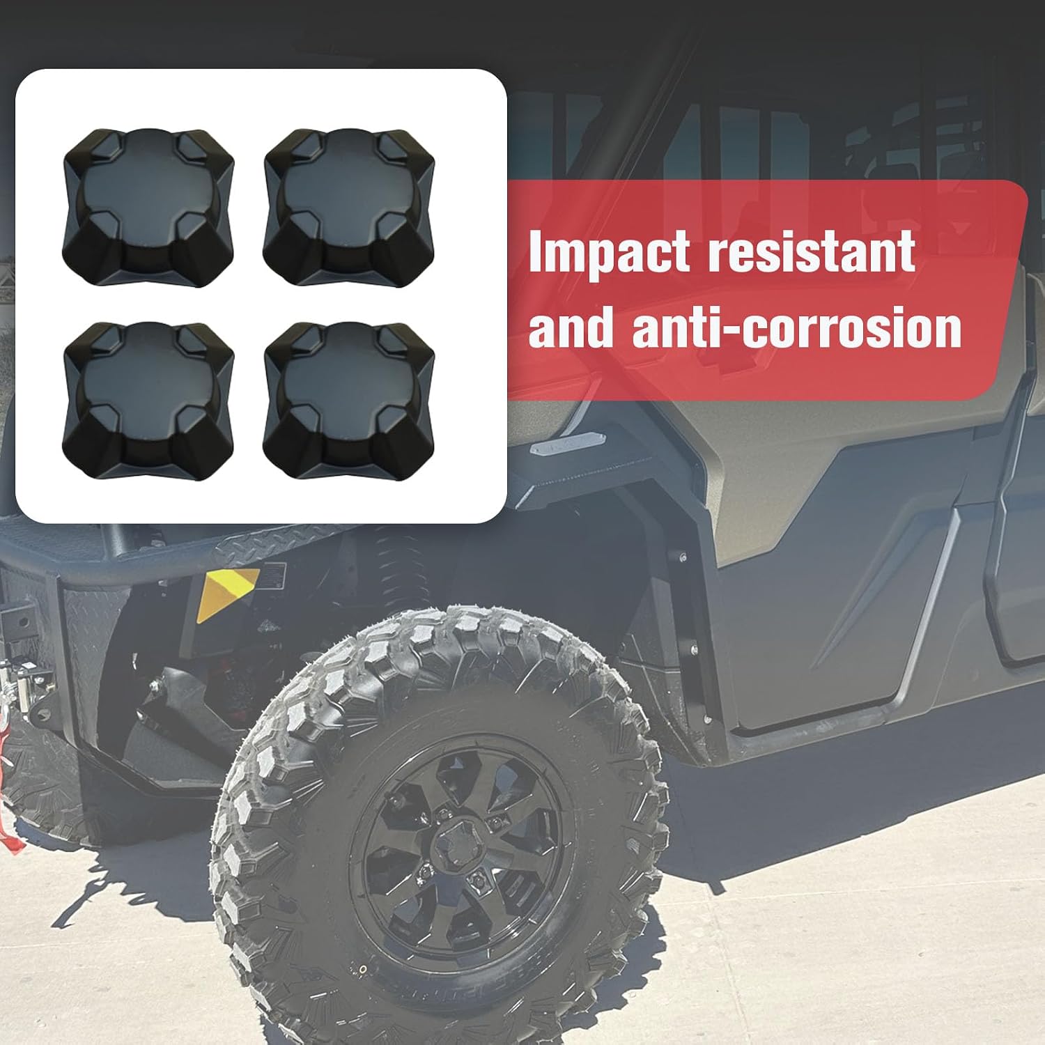 Wheel Center Hub Caps, Tire Wheel Hub Dust Center Cap Coves Compatible with Can Am Defender Commander Outlander Maverick 2015-2021 Accessories Black
