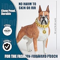 Vista 7 de Collar de cadena de oro para perro, collar de cadena de metal de 0.748 in con hebilla segura, collar de perro de eslabones cubanos de oro de 18