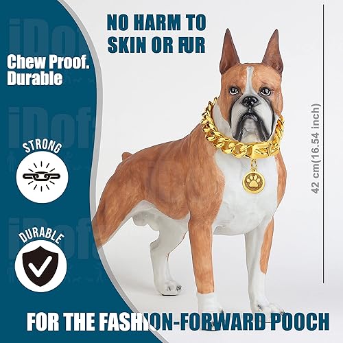 Miniatura 7 de Collar de cadena de oro para perro, collar de cadena de metal de 0.748 in con hebilla segura, collar de perro de eslabones cubanos de oro de 18
