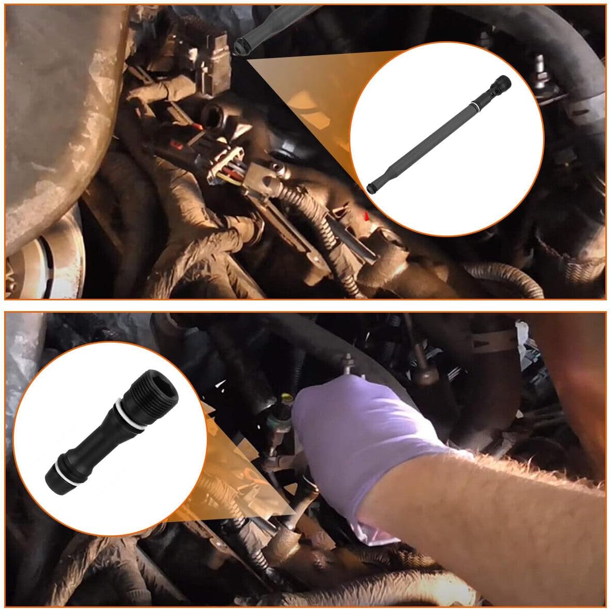 6E7Z9A332A Fuel Supply Tube Stand Dummy Plug Kit Replacement for Ford 2004-2010 6.0L Replacement for Ford E/F-Series Fuel Supply Tube