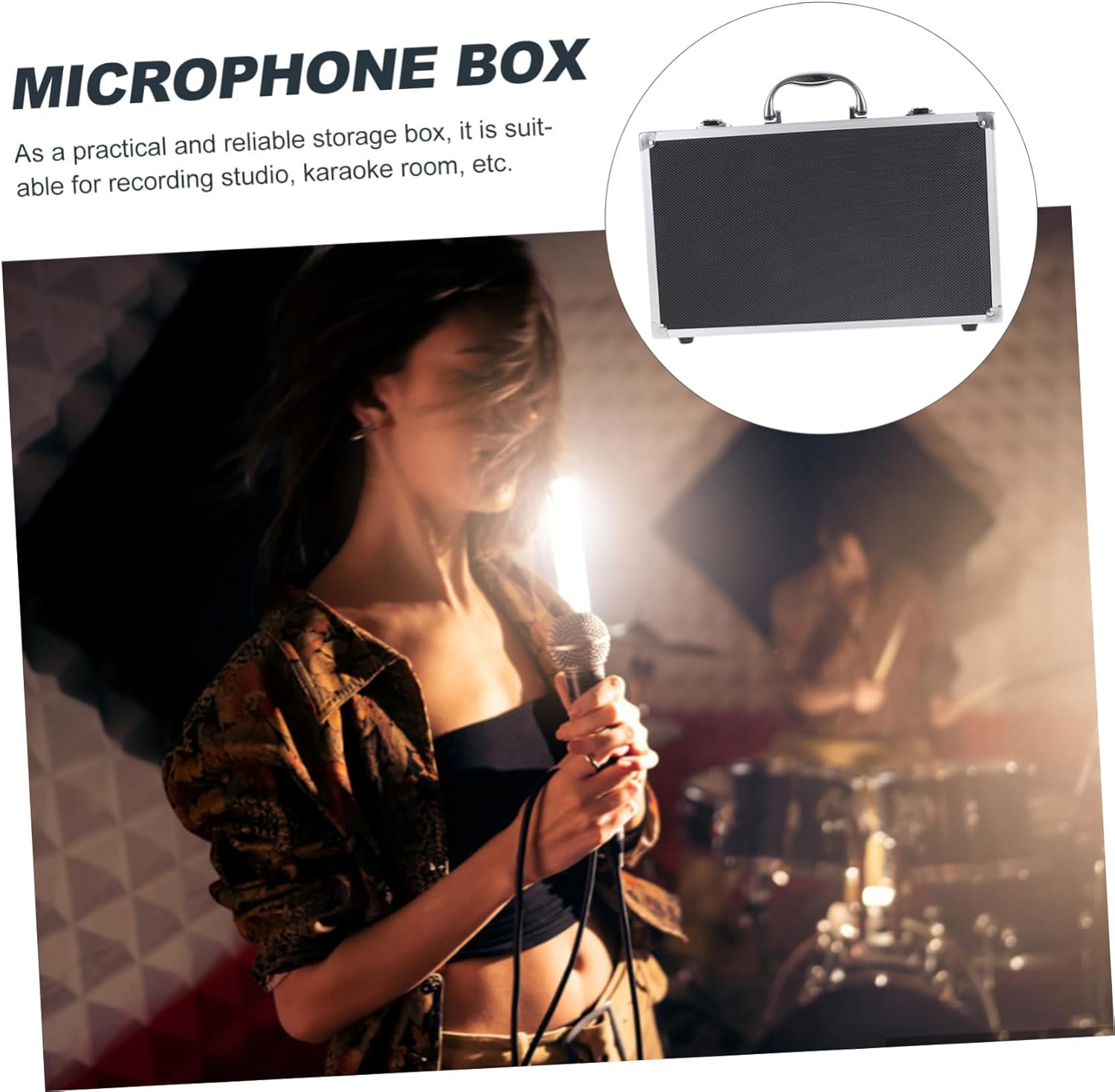 Handheld Microphone Box Case Travel Organizer Cable Organizer for Gaming Mic