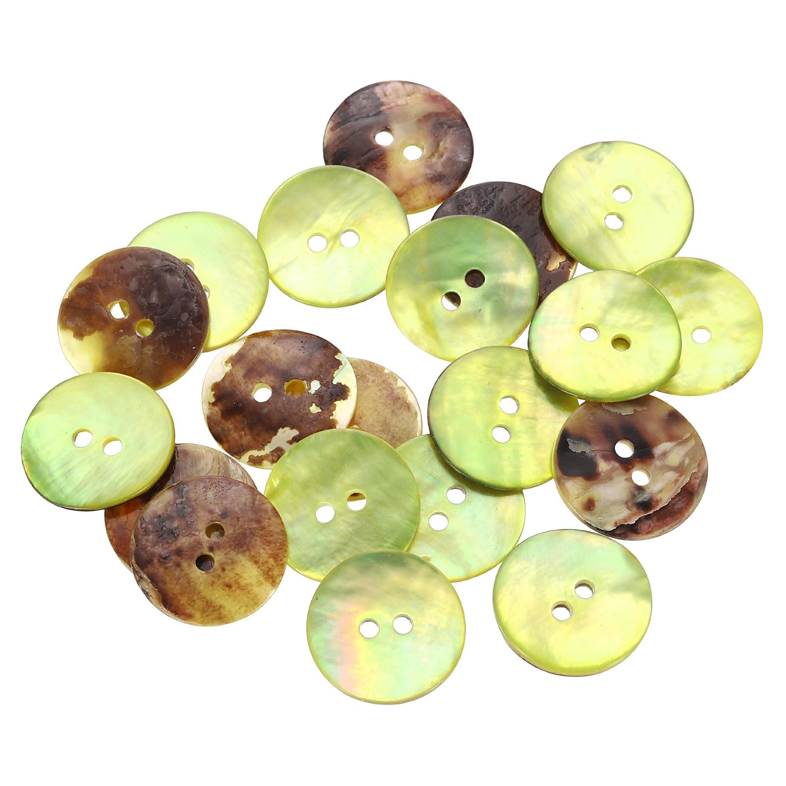 sourcing map 20Pcs Natural Shell Buttons, 18mm 2 Hole Mother of Pearl Blazer Buttons Sewing Craft Shell Discs for Shirt Sewing DIY Crafts Decoration, Light Yellow