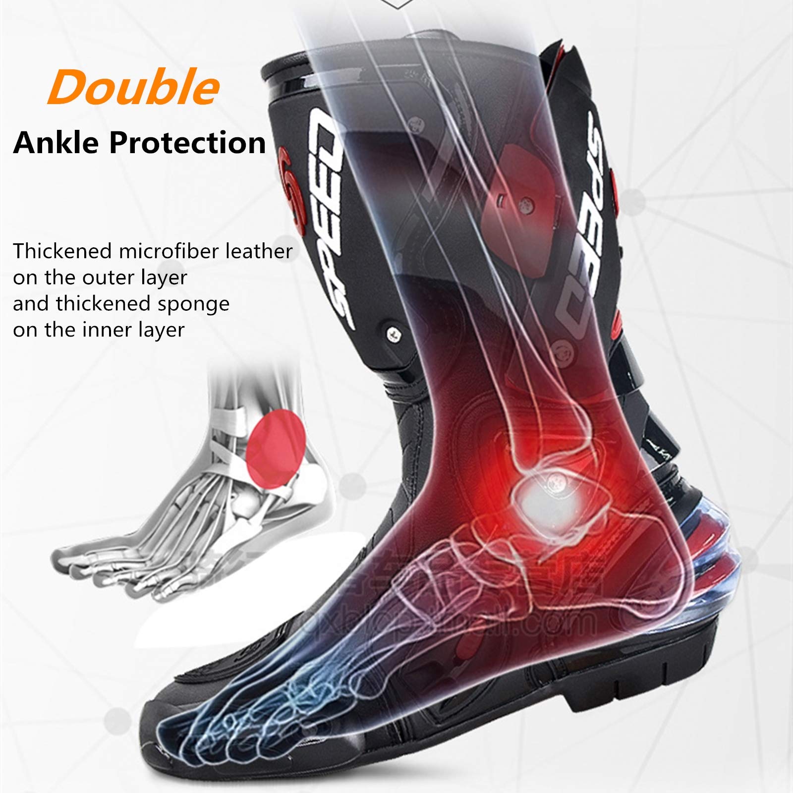 MRDEAR Motocross Stiefel aus Leder, Motorradstiefel Herren Wasserdicht mit Einstellbare Belüftung, Motorrad Stiefel Enduro Cross Stiefel Racing Sportstiefel mit Hartschalenprotektoren