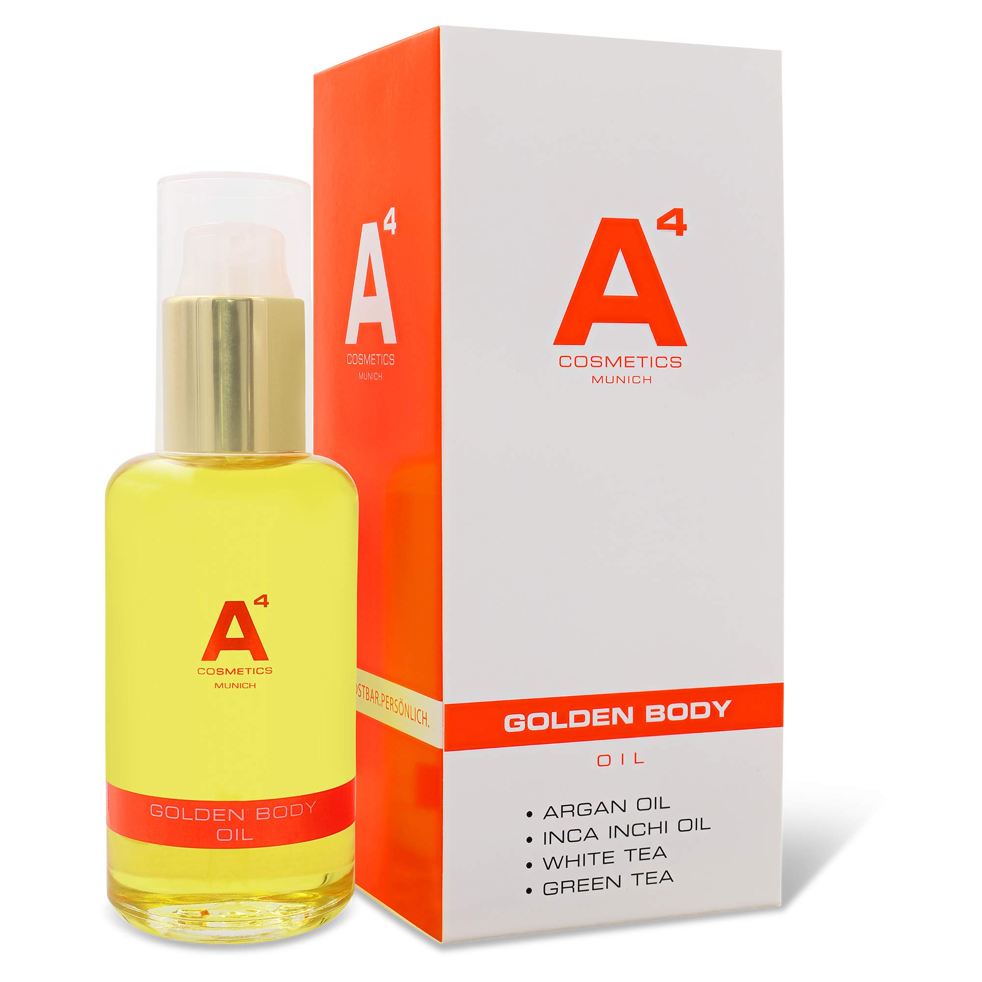 A4 - GOLDEN BODY OIL | Anti-Aging Körperöl mit Arganöl | Schutz vor freien Radikalen | Feuchtigkeitsspende | belebend (100ml)