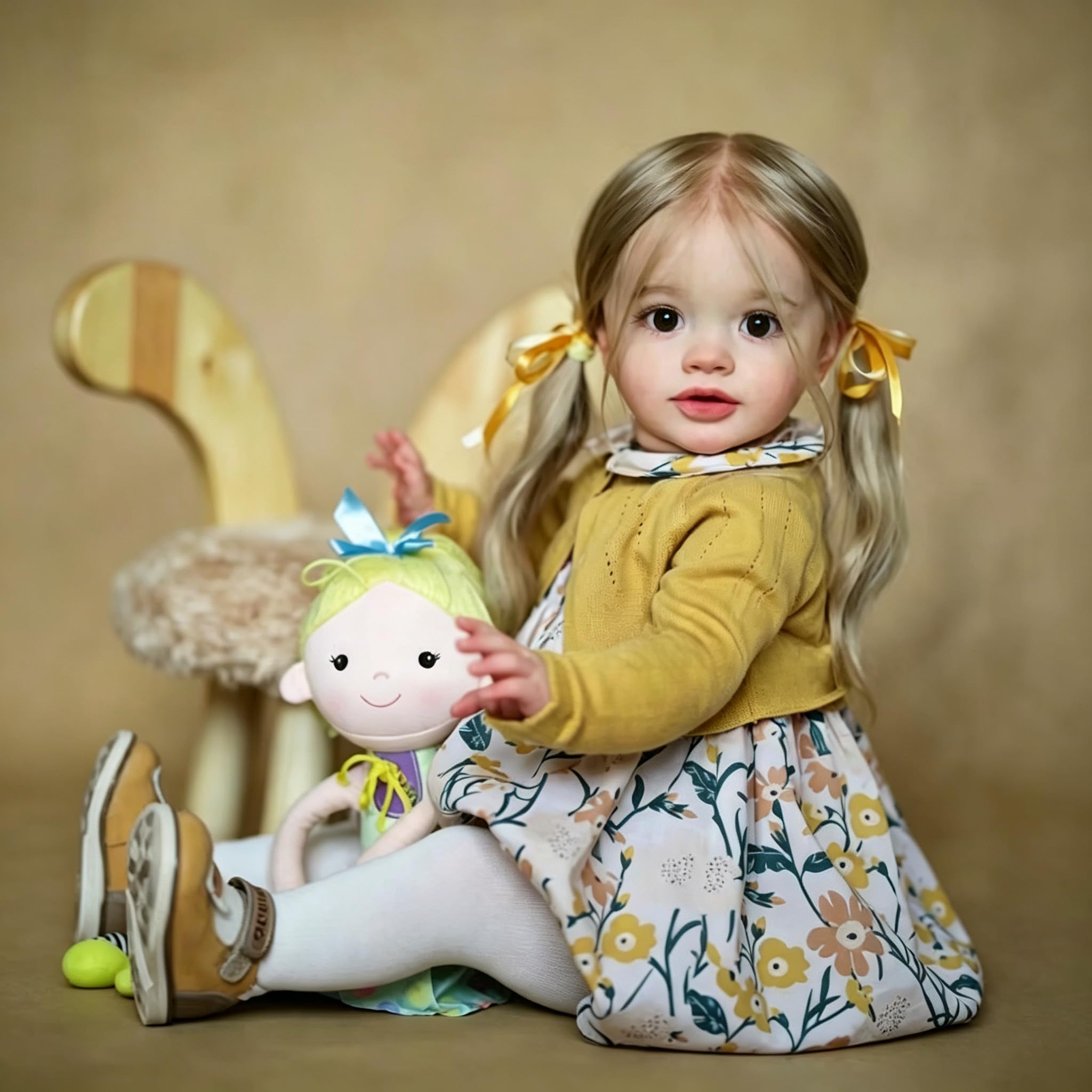 Lebensechte Reborn Puppen Für Kleinkinder Mädchen Stoffkörper 66CM，Realistische Reborn-Babypuppe Übergröße Mit Langen Haaren，Weiche Silikonpuppen Wie Echte Neugeborene Baby Puppen Für Kinder