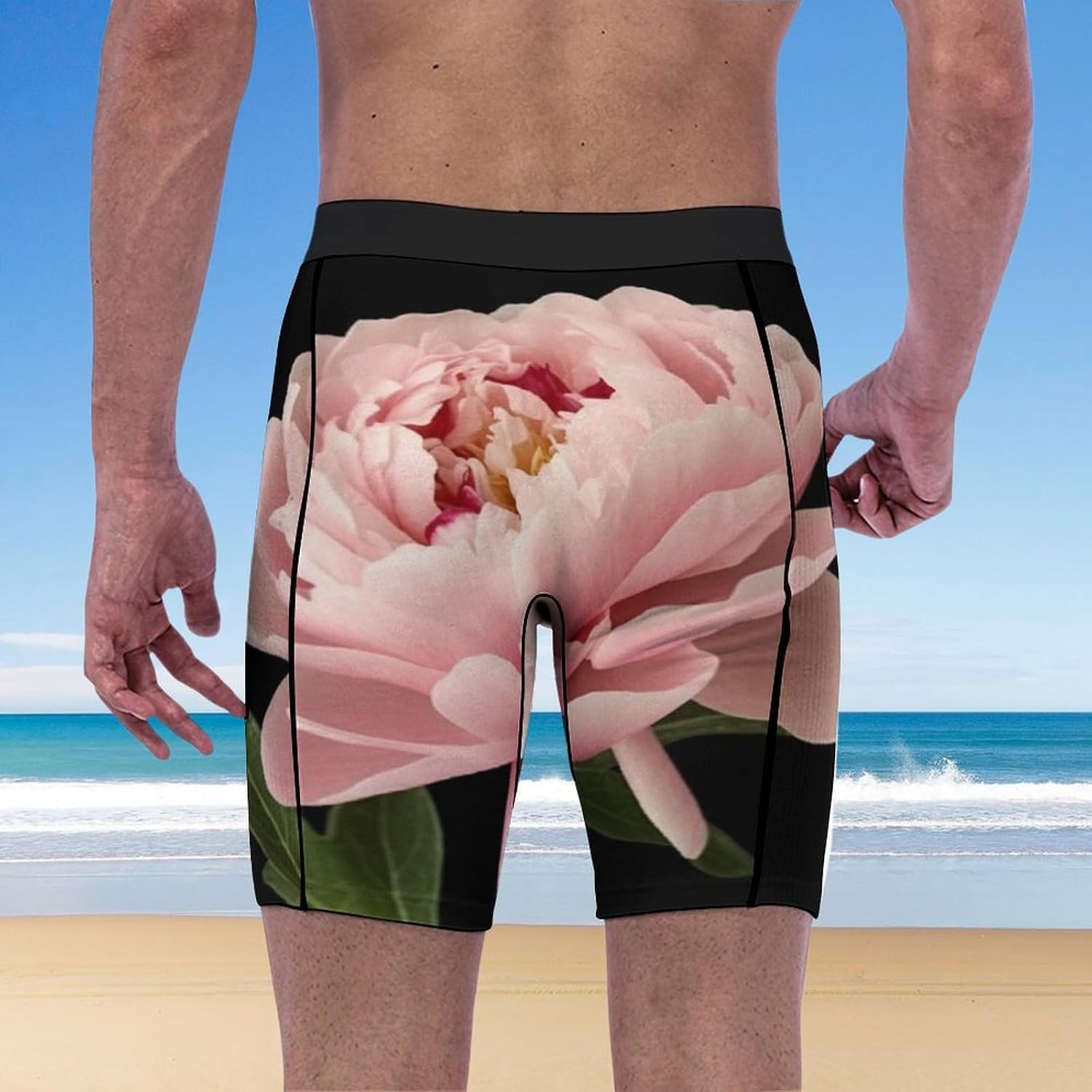 Peony Compression Shorts Men Spandex Sport Shorts Workout Performance Baselayer Underwear