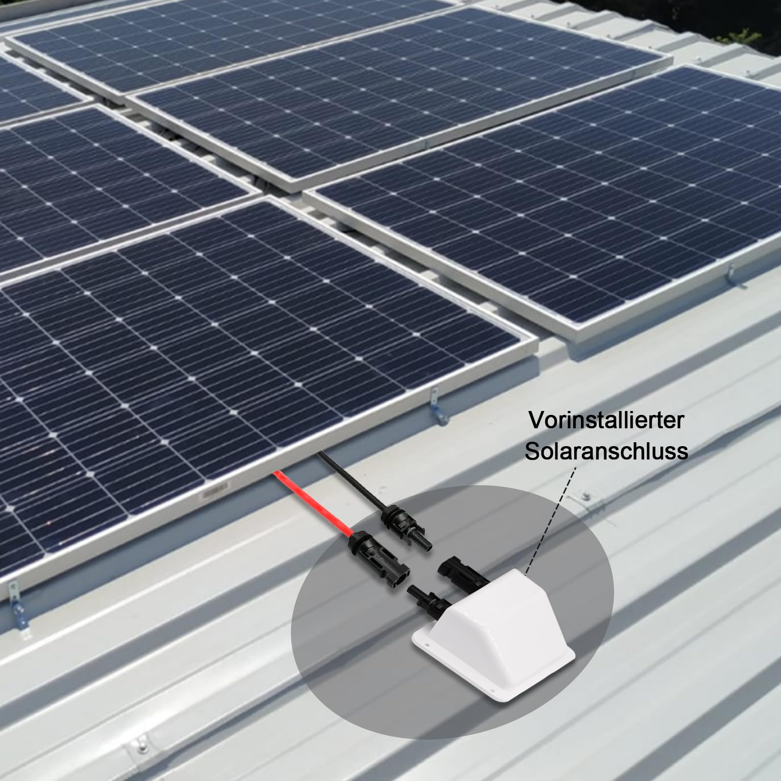 Solar Doppel Kabeldurchführung mit 6mm² 1m kabel, Dachdurchführung Solar Wasserdicht mit Solarpanel Steckver, Solar Kabeldurchführung für Wohnmobil, Boote, PV-anlage und Camper(Weiß)