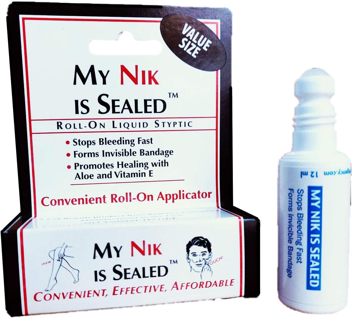 COSMETICALLY SEALED My Nik Is Sealed Roll-On Liquid Styptic | 12ml Value Size | First Aid in a Tube | Made in USA