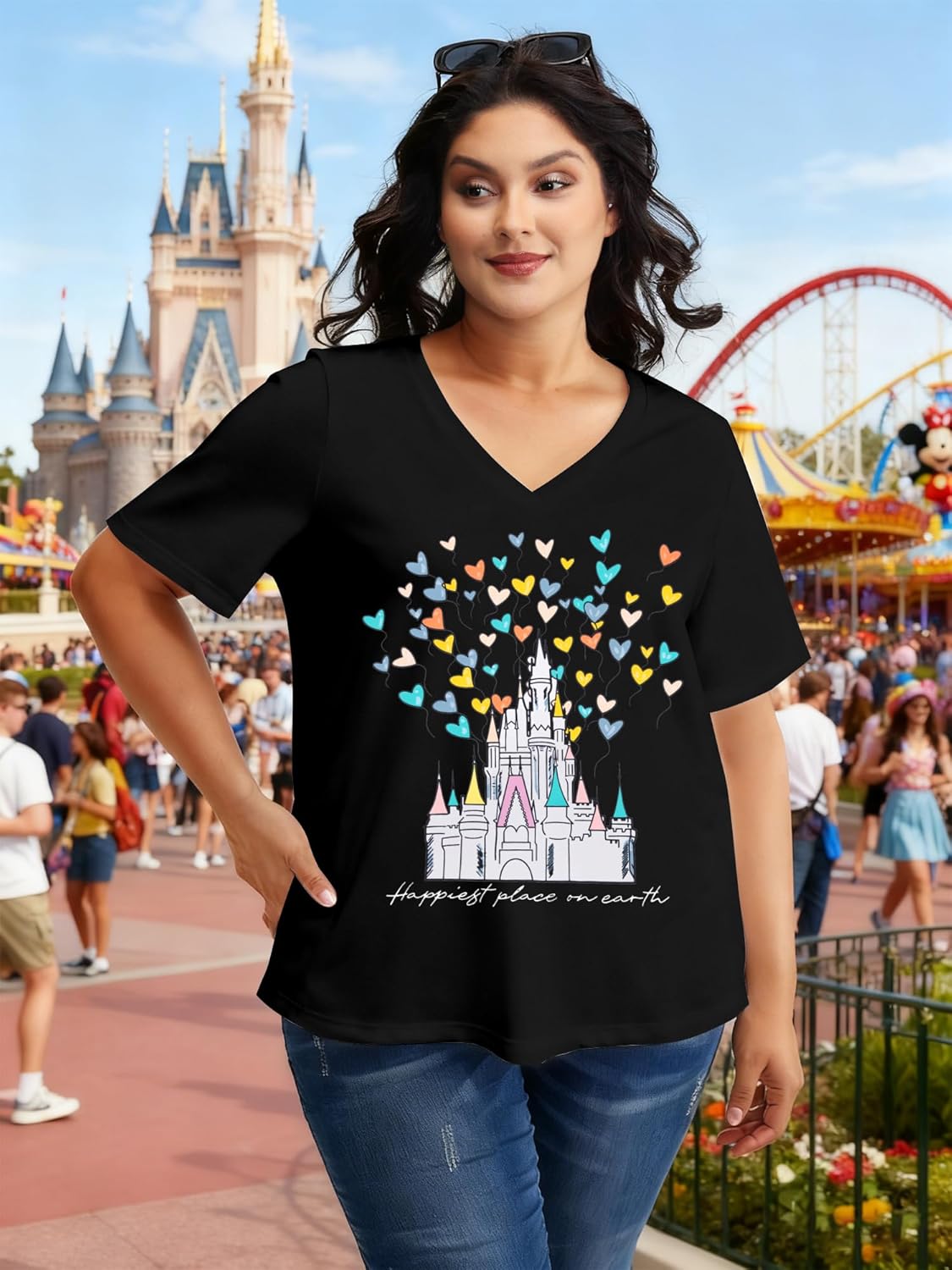 Plus Size Magic Kingdom Shirts for Women Castle Graphic T Shirt Cute Holiday Shirt Princess Tee Funny Vacation Tops - Image 5