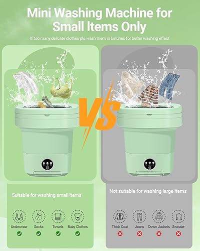 Miniatura 7 de Lavadora portátil, mini lavadora plegable de gran capacidad mejorada de 11 litros, pequeña lavadora para apartamentos, viajes, lavandería, camping,
