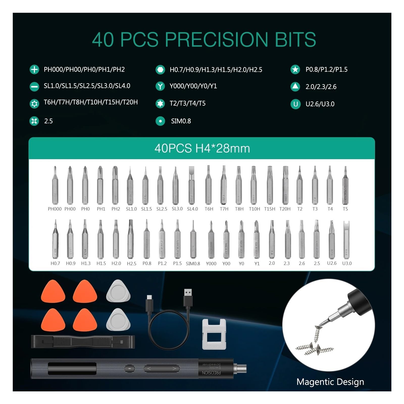 Set Di Cacciaviti Elettrici Di Precisione 50 In 1 Con Punte Phillips Torx A Coppia Regolabile A 3 Velocità For Laptop, Orologio, PC Facile Da Usare