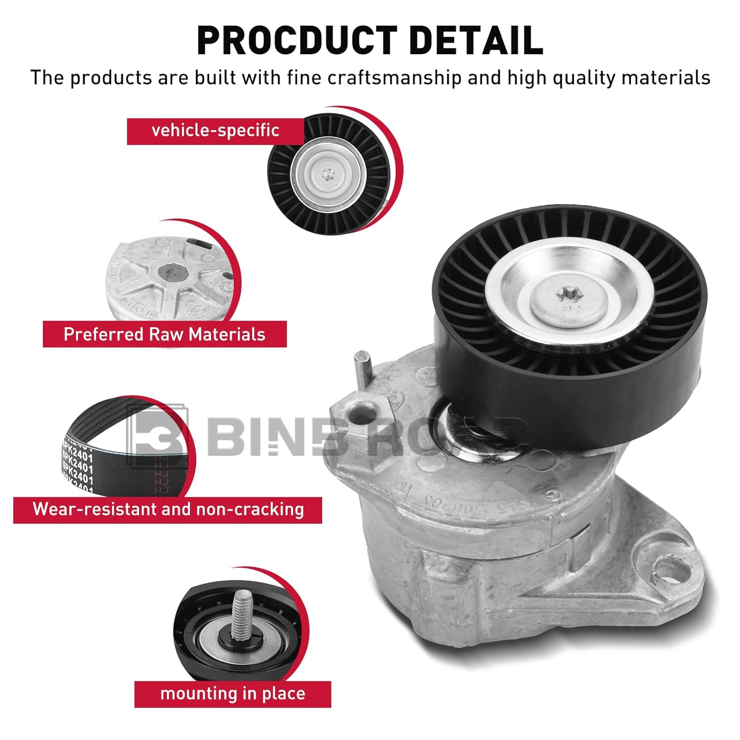 Engine Drive Belt Tensioner & Idler Pulley Belt 0039937296 + 2722000270 + 2722021419 + 2722020000 Compatible with Mercedes Benz C300 C350 E350 E550