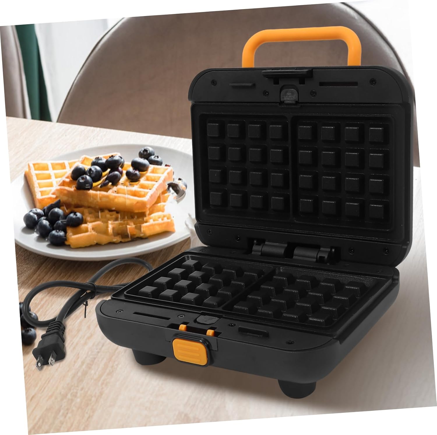 1set Non-stick Waffle Maker for Breakfast Multifunctional Sandwich Toaster Dual Heating Plates Household Appliance for Meal Preparation Us