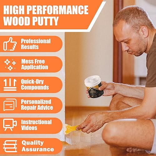 Miniatura 4 de Deuvuo Relleno de madera, relleno de masilla de madera blanco, nuestro relleno de grano de madera ofrece una solución rápida y duradera para