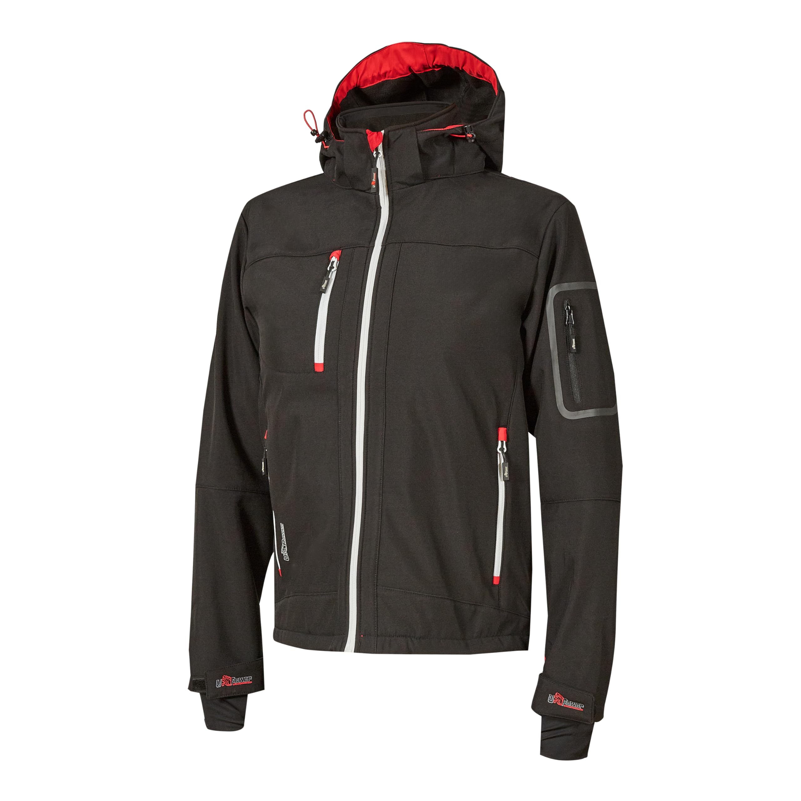 U Power Men's Black (Black Carbon Bc) U-Power Metropolis, Soft Shell Fleece Jacket, Casual Winter Wear, With Hood, Stretch Fabric, Waterproof, Windbreaker, Full Zip Padded Coat (Black Carbon L)