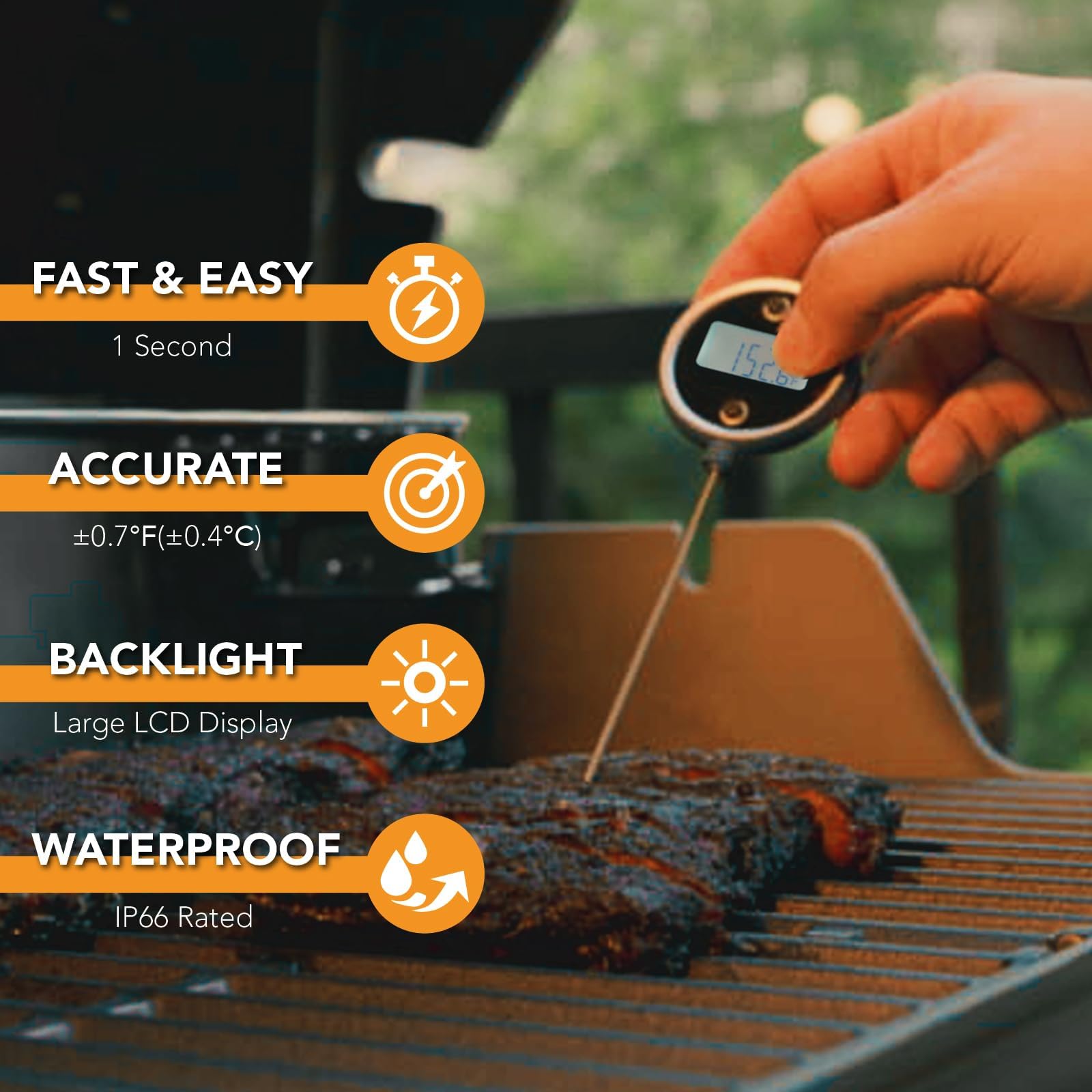 Pocket Pro - Termómetro digital de carne de lectura instantánea de 1 segundo recargable para parrilla, alimentos, barbacoa, cocina de cocina, freír aceite y dulces (Boudoir)