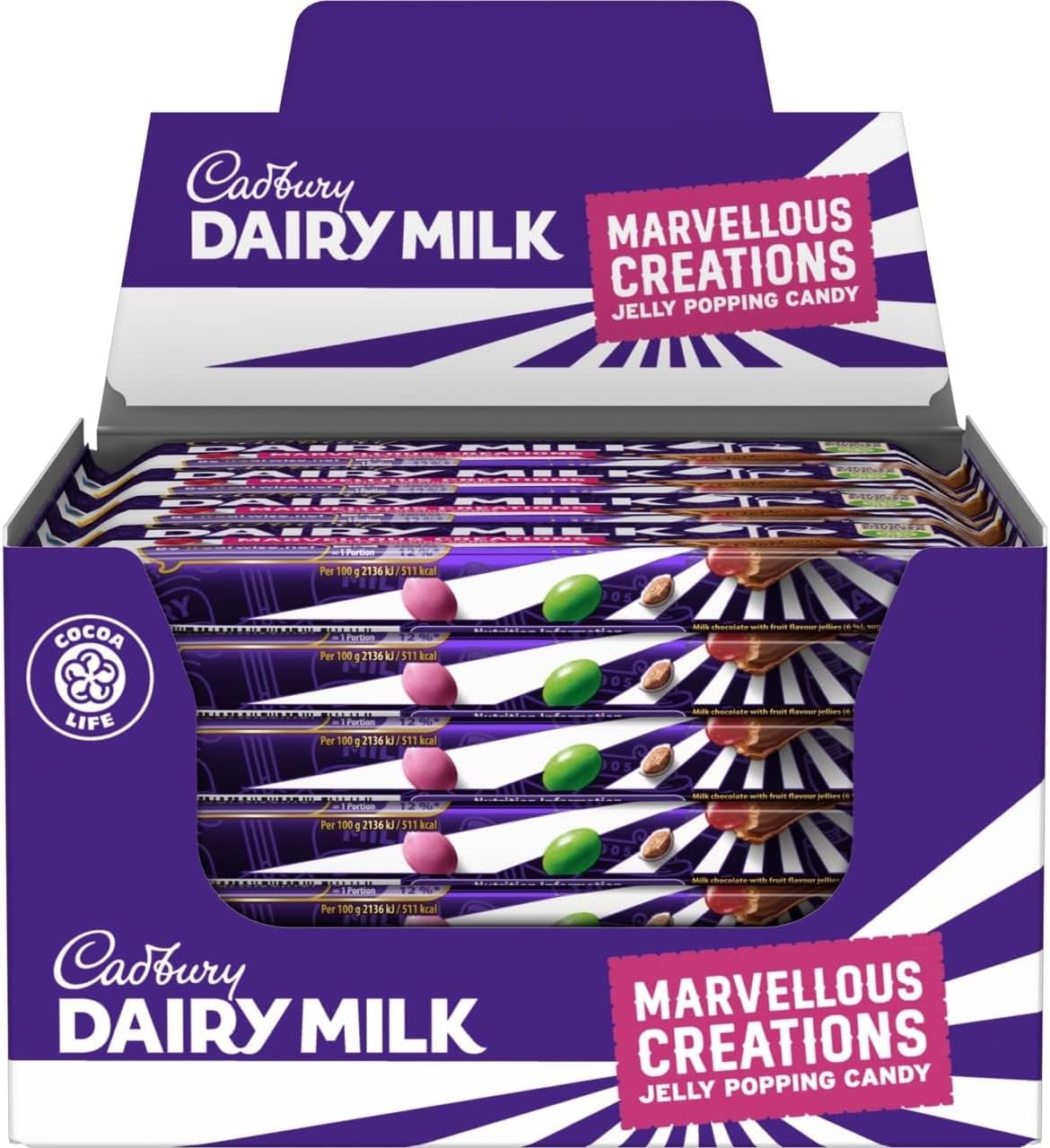 Dairy Milk Marvellous Creations Jelly Popping Candy Bar 47g Delicious Tasty And Twisty Treat Gift Hamper For Birthday,Easter For All Occasions (20)