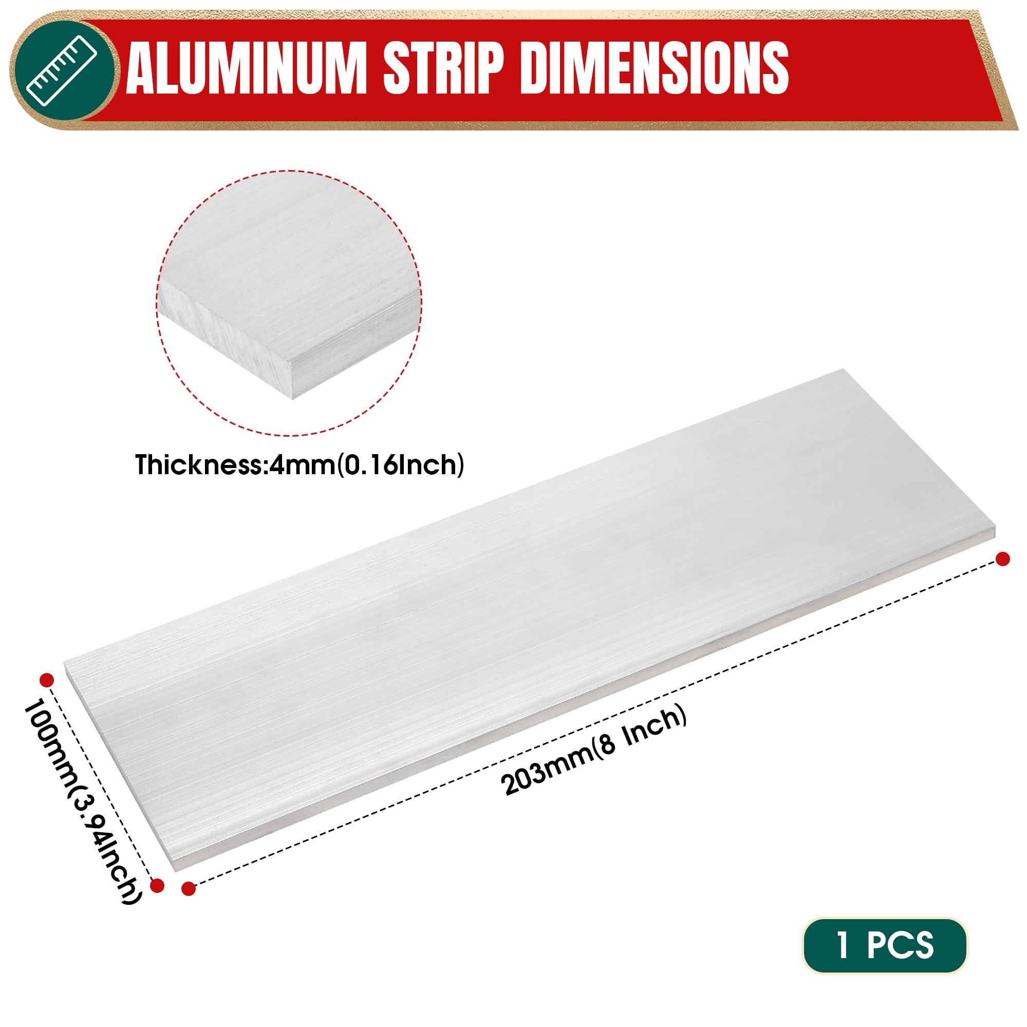6061 Aluminum Flat Bar - 5/32" x 4" x 8" -2