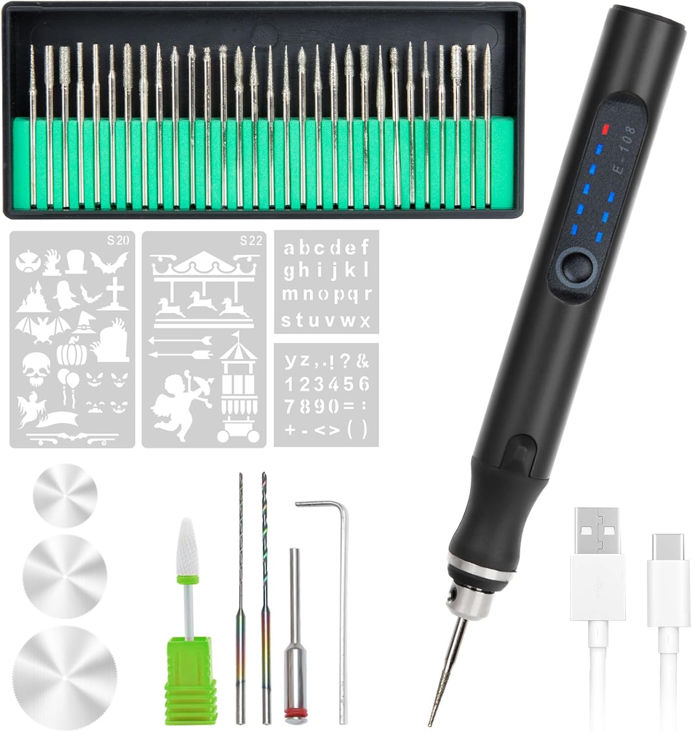 Jinbeel Engraving Pen, Electric Engraving Tool Kit, USB Rechargeable
