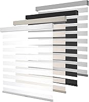 Vista 11 de Zebra - Persianas enrollables para ventana, corte personalizado a medida, persianas enrollables de doble capa, color blanco, fijo 72 pulgadas