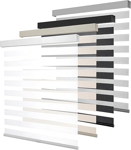 Miniatura 11 de Zebra - Persianas enrollables para ventana, corte personalizado a medida, persianas enrollables de doble capa, color blanco, fijo 72 pulgadas