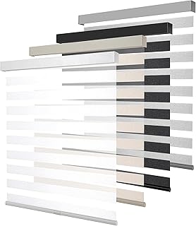 Cordless Zebra Blinds for Windows, Free-Stop Pull Down Roller Window Sha...