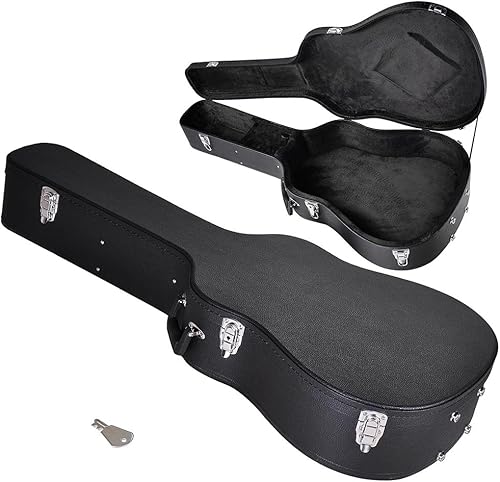 ZeHuoGe Caja rígida de madera con cerradura para guitarra acústica de 41 "Dreadnought PU Surface US Delivery