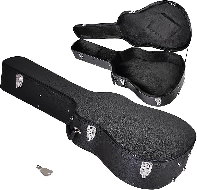 Wood Hard-Shell Case With Lock For 41" Acoustic Dreadnought Guitar PU Surface (For Acoustic Guitar)