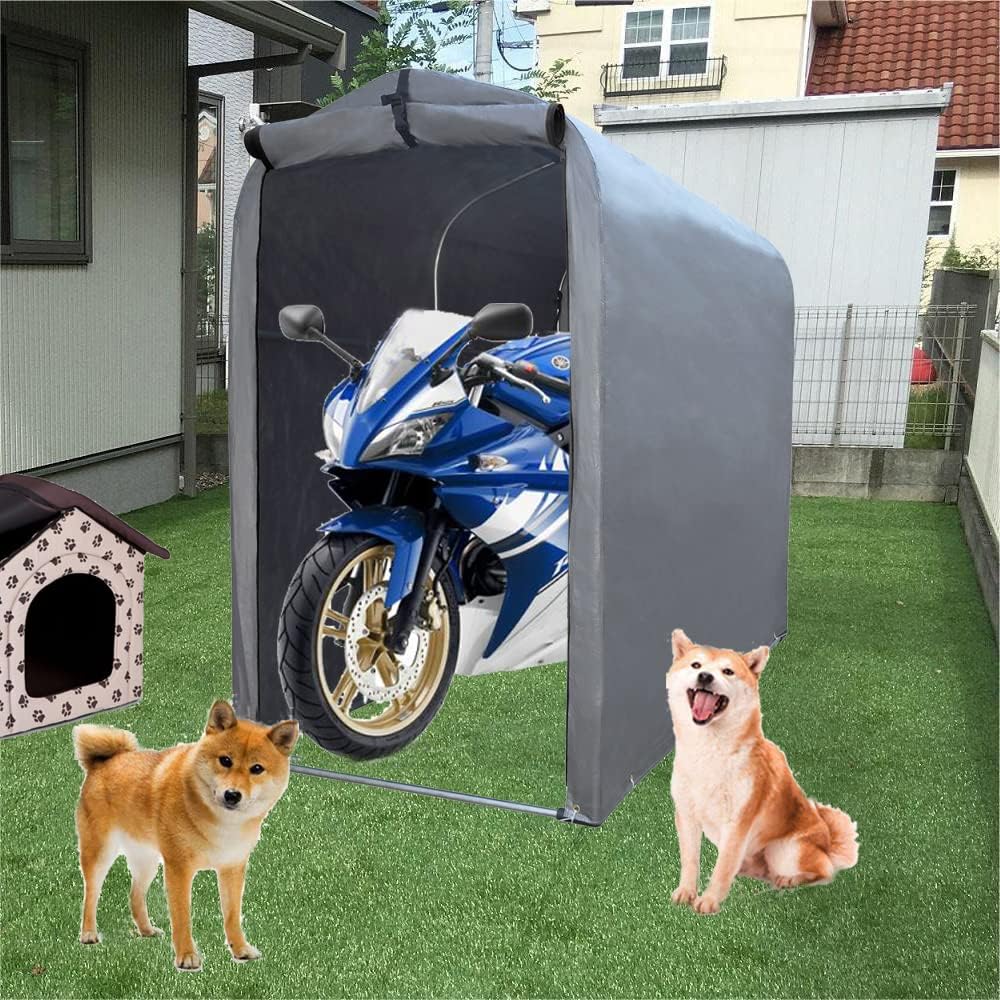 サイクルハウス 2台用 自転車置き場 家庭用 多用途 簡易ガレージ 94×180×156cm 中型 シルバーグレー PE素材 防UV 防水 防風 耐水性2000mm 組み立て式 固定バンド付き 金具付き