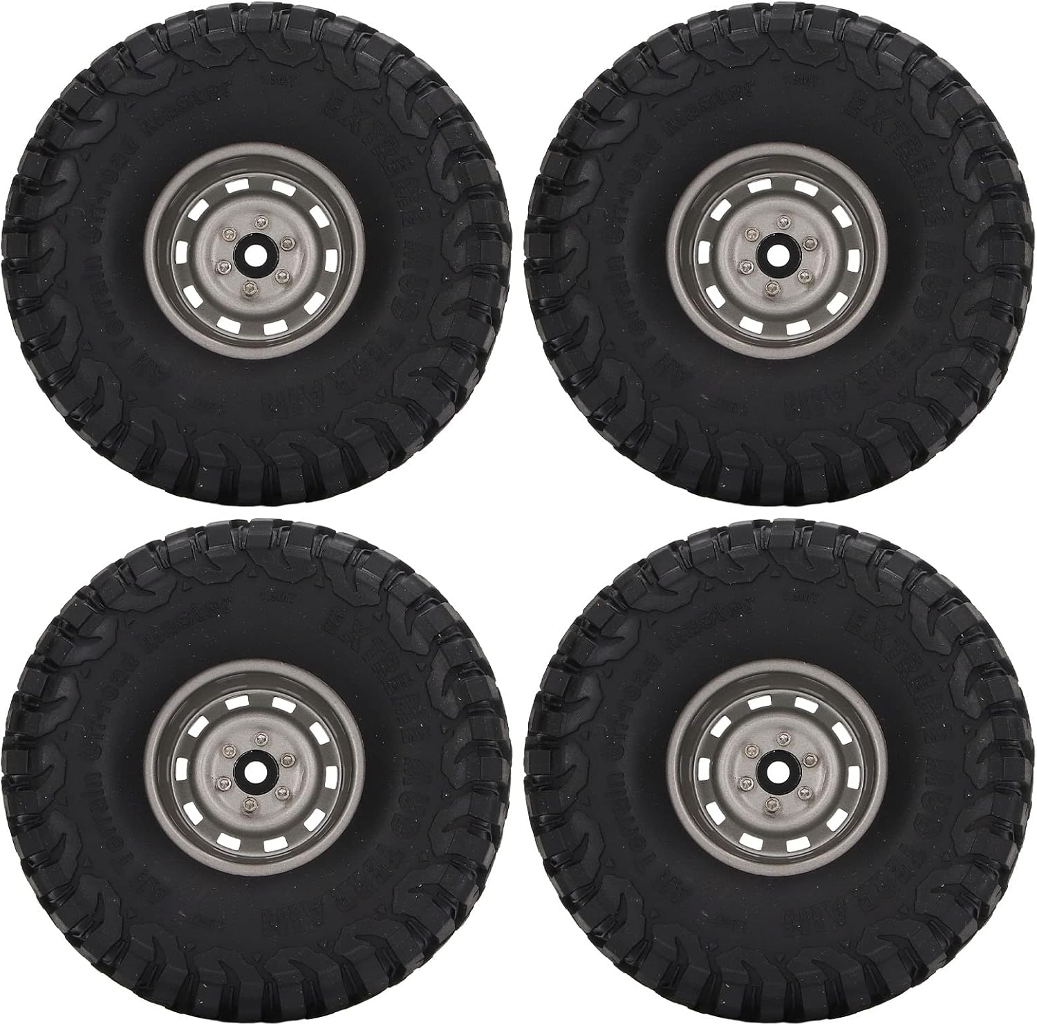 Raguso RC Wheel, 10 Holes 4pcs 1.7in Width RC Tires with Metal Rims for 1/10 RC Car (Gray), #812, RAGUSOZQV7WD4A2K-12