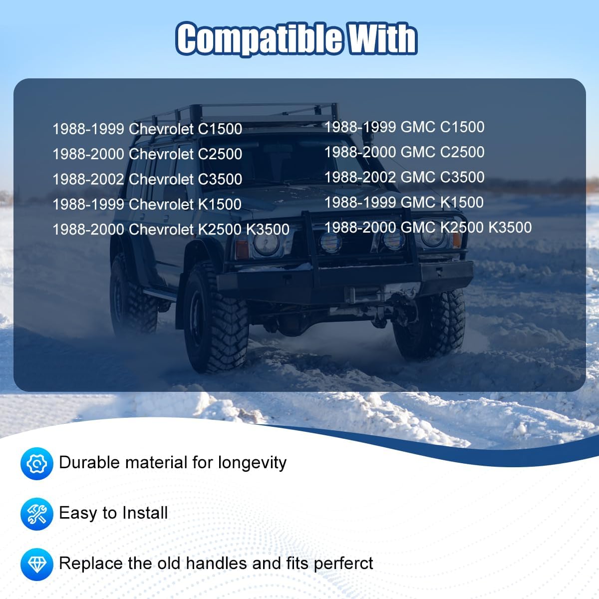 Exterior Tailgate Handle Latch Compatible with Chevy GMC C/K C1500 C2500 C3500 K1500 K2500 K3500 Pickup Truck 1988 1989 1990 1991 1992 1993 1994 1995 1996 1997 1998 1999 2000 2001 02, Rear Door Handle