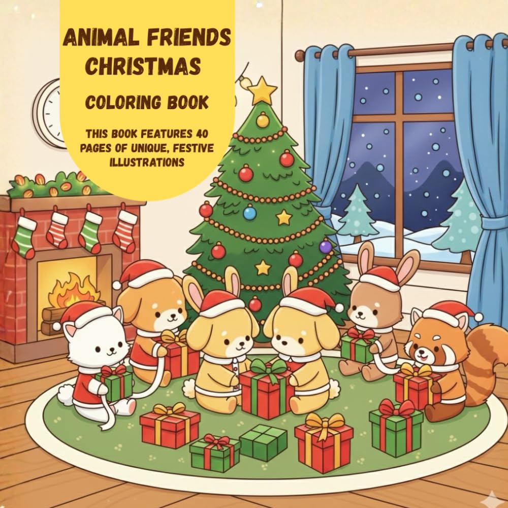 Deluxe Animal Friends Christmas Coloring Book: Festive Scenes with Adorable Animals