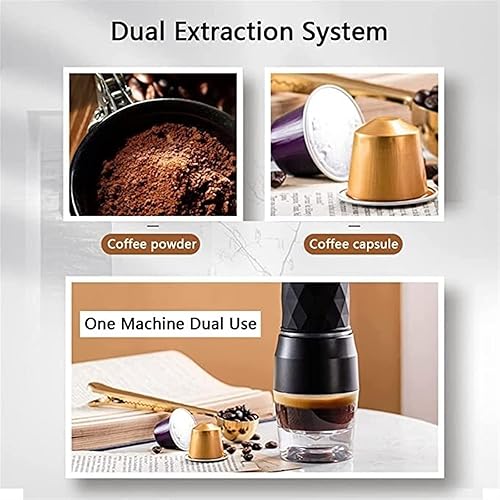 Vista 3 de IEASE kfj Máquina de café expreso portátil, máquina de expreso, prensa de mano, cápsula, cafetera, portátil, para viajes y picnic (color blanco)