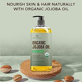 Botanic Hearth Organic Jojoba Oil (Styling Oil, 8 fl oz) | 100% Pure, Cold Pressed & Hexane Free | Ideal for Skin, Hair & Nails