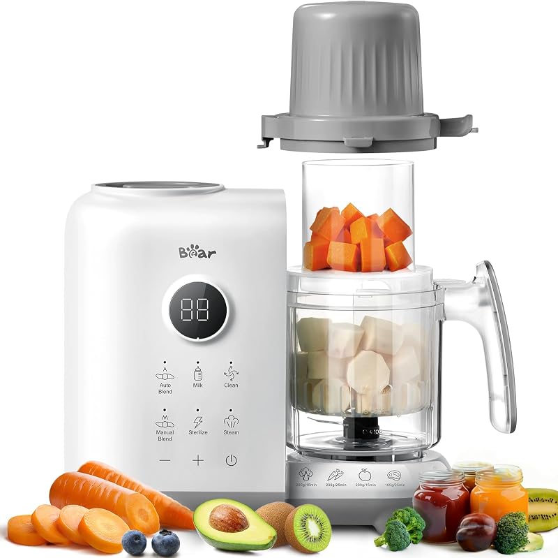 Vaporera y licuadora para hacer alimentos para bebés con cestas de vapor de doble capa, 18,5 oz | OneStep-procesador de alimentos para bebés, máquina para hacer puré, molinillo, calentador de biberones, esterilizador para puré de bebé casero saludable, sin BPA