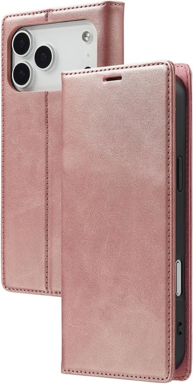 Leather Wallet Flip Case for iPhone 17/17 Air/17 Pro/17 Pro Max, Card Holder Cover with All-Round Protection & Anti-Scratch Soft Inner Shell(Orange,17 Pro Max)