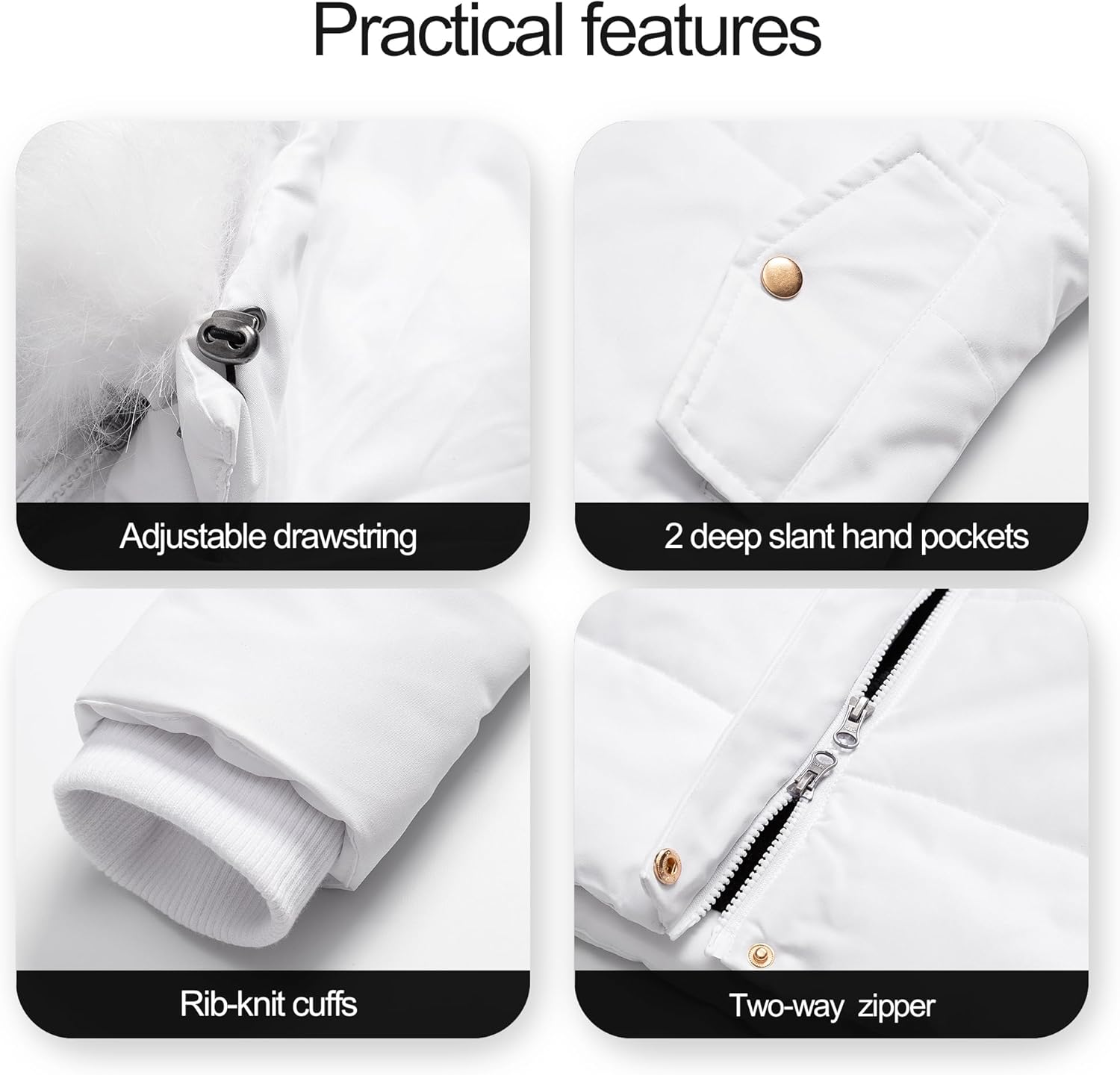 Chrisuno Women's Winter Warm Coats Puffer Jacket Long Drawstring Waterproof Snow Parka With Removable Faux Fur Trim Hood - Image 6