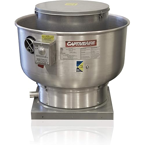 Restaurant Canopy Hood Grease Rated Exhaust Fan- High Speed Direct Drive Centrifugal Upblast Exhaust Fan with speed control- 19" Fan Base, 0.180 HP 115 Volt Single Phase Motor, 100-500 CFM (DU12HFA)