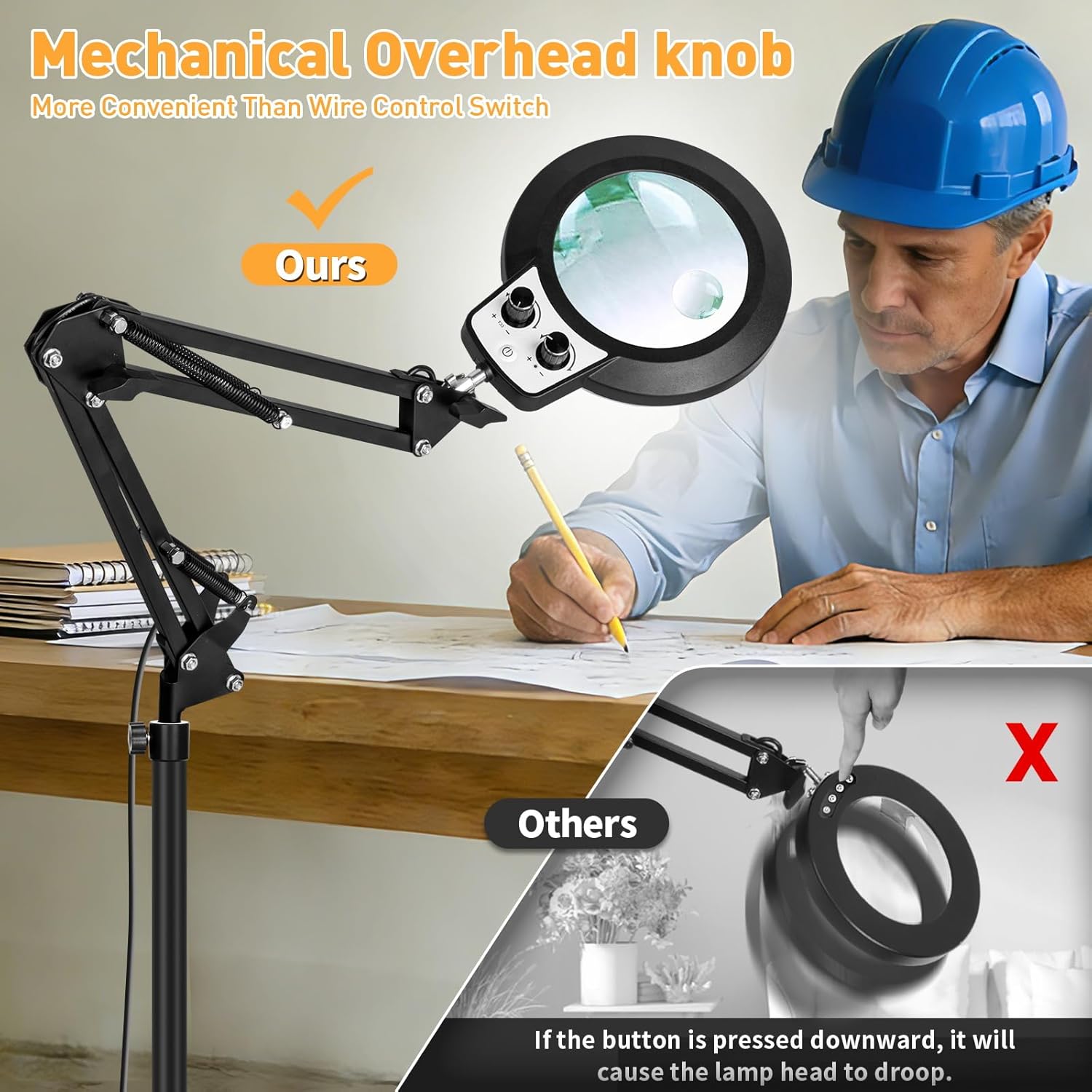 30x 12x large floor magnifying glass with light and stand, floor magnifying lamp adjustable height,infinite color dimmable, 4-in-1 lighted magnifier lamp for close work,reading,painting, hobby?black?