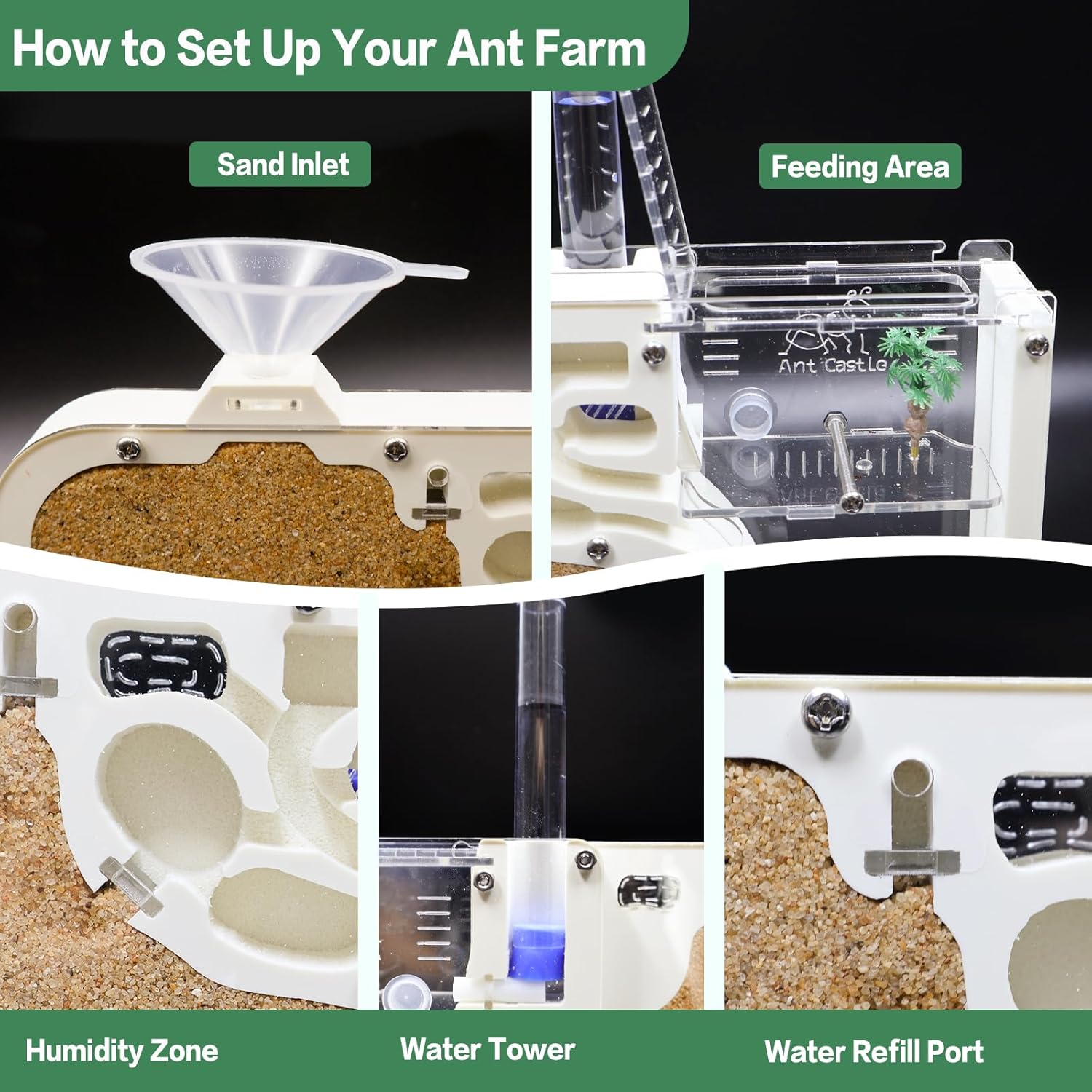 Ant Farm Castle - Ant Farms for Kids with Yellow Sand Complete Tool Kit, Live Ants Habitat Science Kit - Great Gift for Boys, Girls and Student